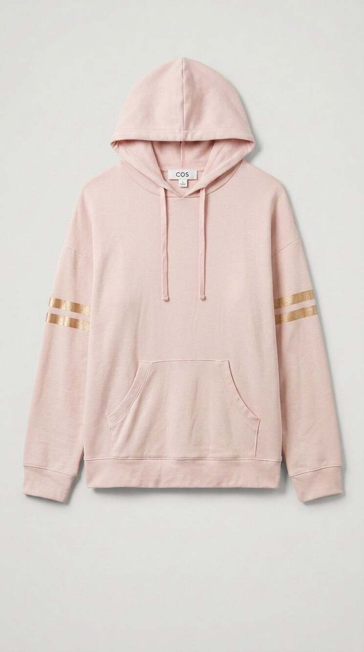 Soho Ny & CoStreet Pink Pullover Hoodie Sweatshirt Dress gold stripe sleeves